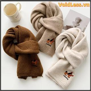 Khăn sọc dệt kim Voidless len mềm mại, thêu hình chú chó đáng yêu - Khăn quàng cổ thời trang mùa thu đông