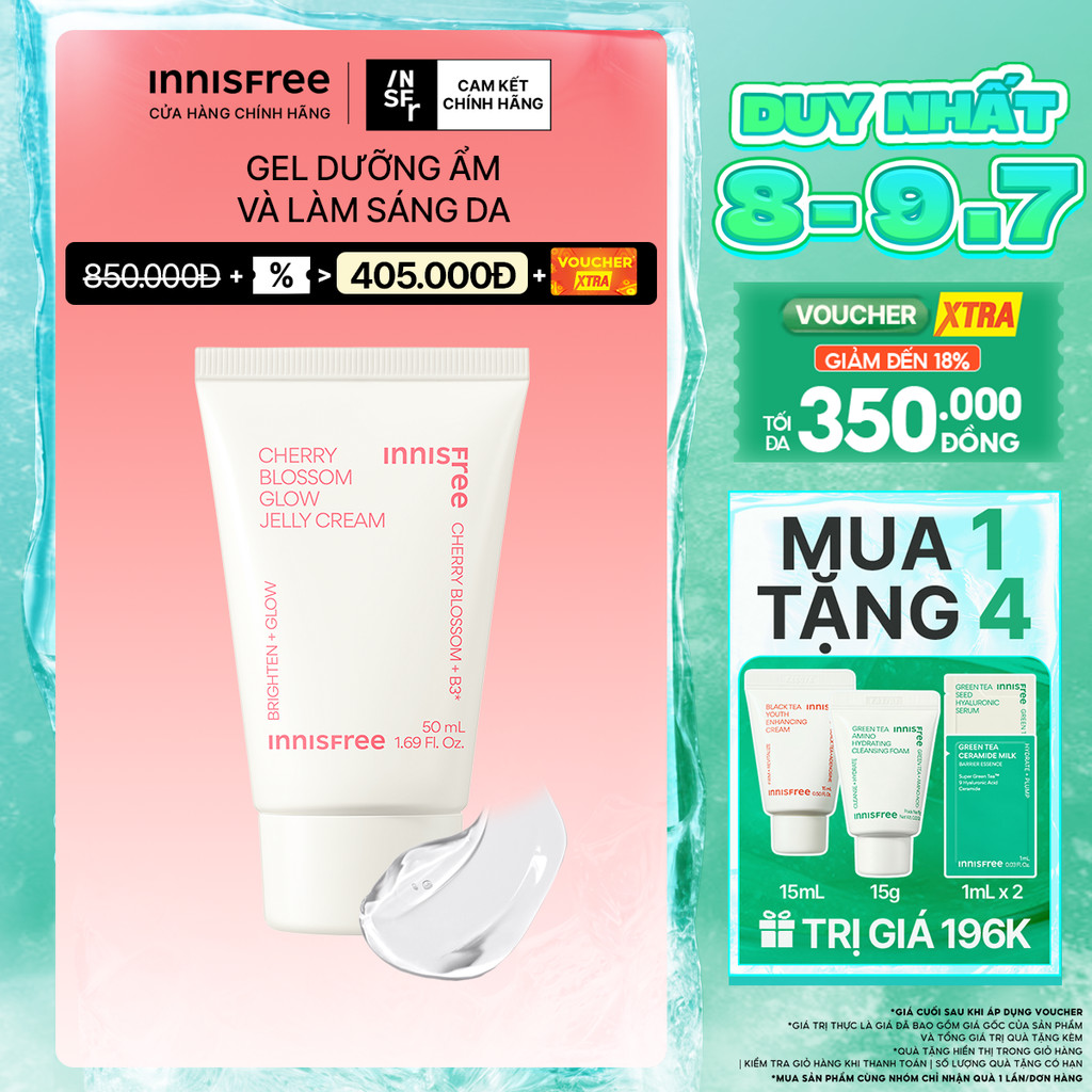 Gel dưỡng ẩm sáng da từ hoa anh đào đảo Jeju innisfree Cherry Blossom Jelly Cream 50ml