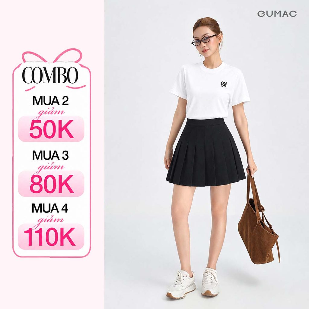 Chân Váy Nữ A Xòe Xếp Ly GUMAC Có Lót Quần Cạp Cao Kiểu Tennis Ngắn Form Đẹp Dễ Phối Đồ YVG05017