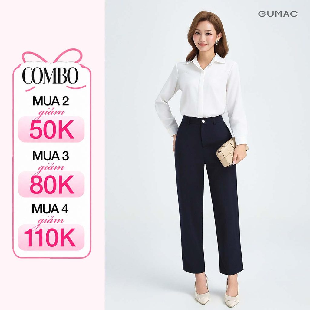 Quần Tây Baggy Nữ GUMAC Dáng Ống Đứng Chất Tuyết Mưa Mềm Đứng Form Có Túi LQE0819