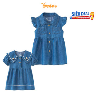Đầm váy jeans cổ sen, cánh tiên vintage bé gái Rabity 950.077