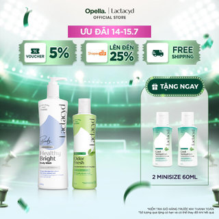 Bộ 1 Sữa tắm Lactacyd Healthy Bright làm đều màu da + 1 DDVS phụ nữ Lactacyd Odor Fresh 250ml