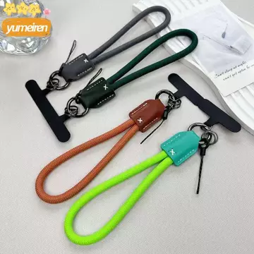 Dây buộc kẹp điện thoại YUMEIREN, Đầu da Pu Dây bện sang trọng Dây điện thoại, Dây đeo điện thoại cổ tay thời trang Kawaii Nylon Phụ kiện điện thoại