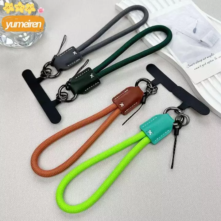 Dây buộc kẹp điện thoại YUMEIREN, Đầu da Pu Dây bện sang trọng Dây điện thoại, Dây đeo điện thoại cổ tay thời trang Kawaii Nylon Phụ kiện điện thoại
