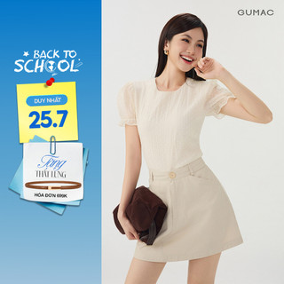 Áo Kiểu Nữ GUMAC Form Suông Cổ Tròn Tay Nhún Chất Liệu Tơ Hai Lớp Thanh Lịch Dễ Mặc Đi Làm Đi Chơi Hằng Ngày LAG07075