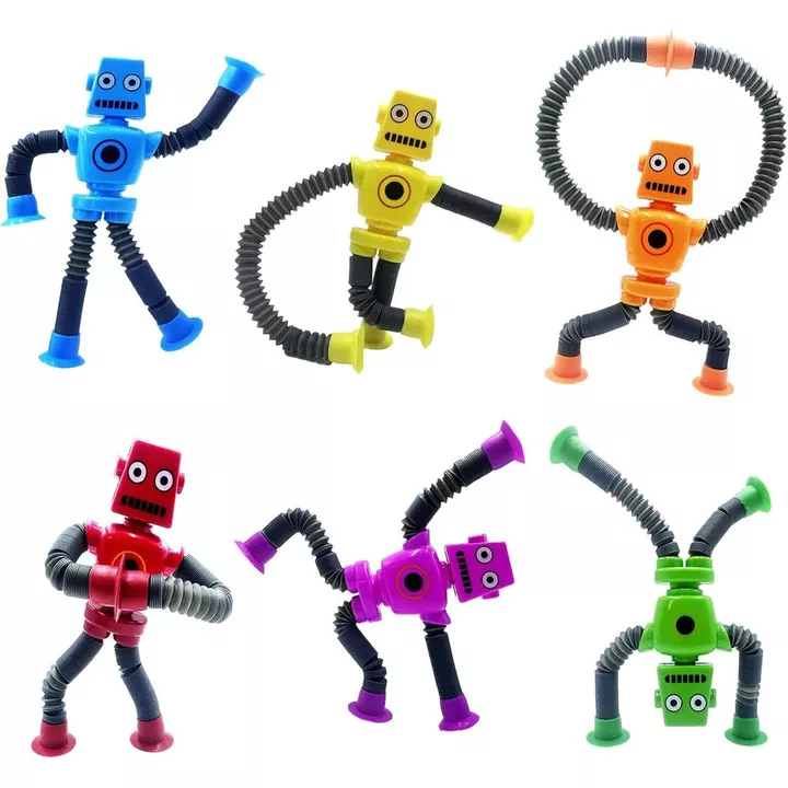 6 Đồ chơi Robot cốc hút bằng kính thiên văn, ống pop, Đồ chơi du lịch cho trẻ mới biết đi, Đồ chơi cảm giác cho trẻ mới biết đi, Đồ chơi Fidget cho trẻ em, Giải thưởng hộp kho báu, Đồ chơi nhỏ cho trẻ