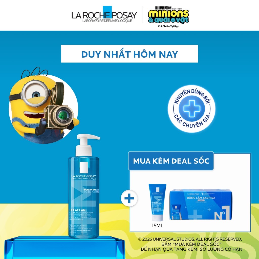Gel rửa mặt sạch sâu giảm mụn cho da dầu mụn nhạy cảm La Roche-Posay Effaclar Foaming Gel 400ml