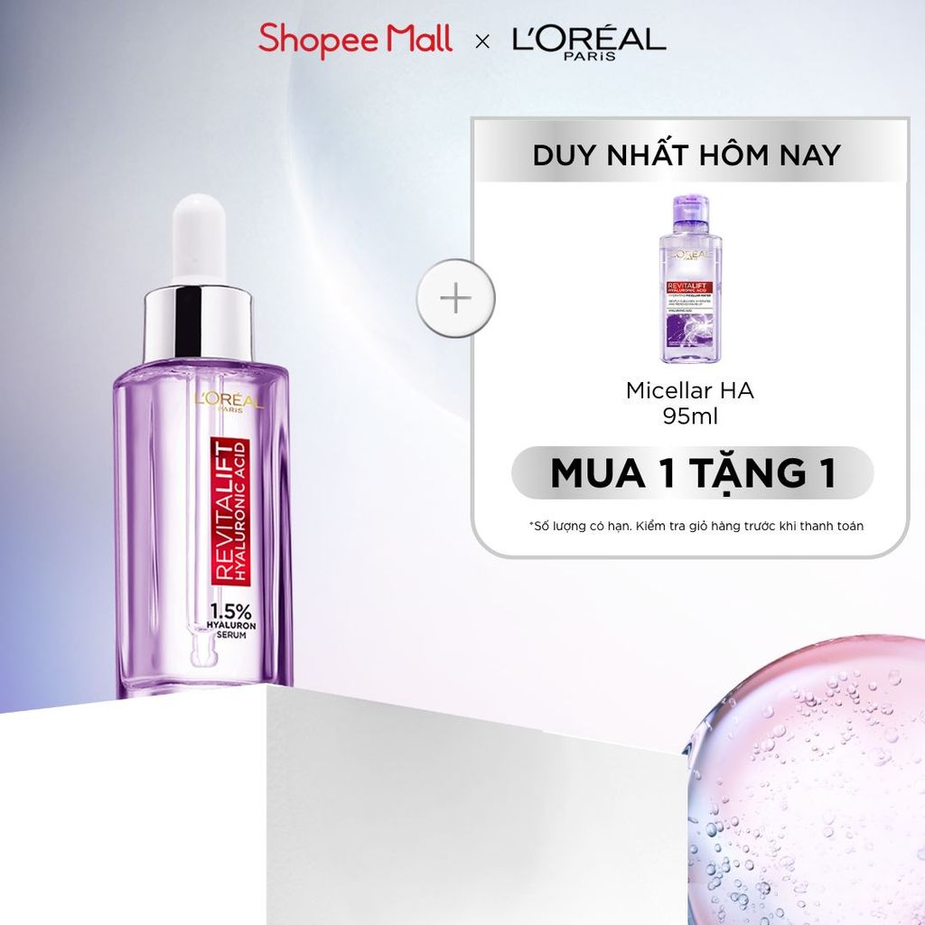 Serum dưỡng cấp ẩm tức thì, giúp làm giảm nếp nhăn & căng mướt da L’Oreal Paris Revitalift 1.5% Hyaluronic Acid 30ml
