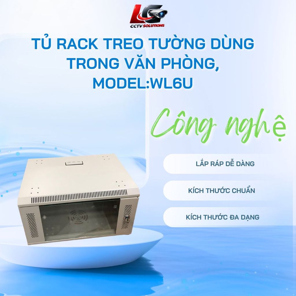 Tủ Rack 4U 6U  lăp ghép tủ treo tường  sơn tĩnh điện, Ổ cắm điện 6 lỗ cho tủ 19inch (PDU)