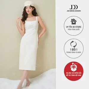 Đầm tweed sát nách cổ tròn 2 túi ốp 1F20.2410TW thiết kế bởi JM Dress Design