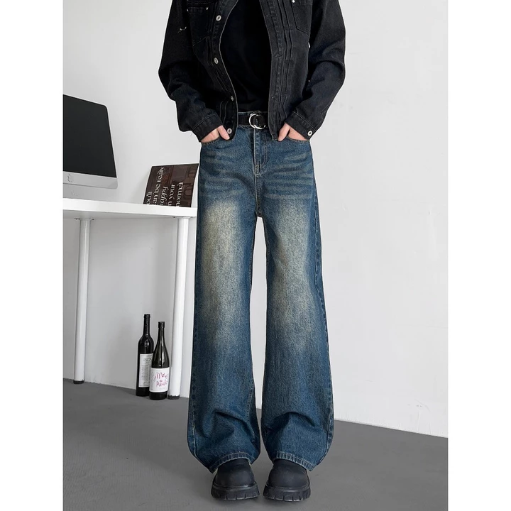 Quần Rời Nam Đen Quần Nam Quần Rộng Quần Nam Quần Denim Quần Xanh / Đen Quần Nam Phong Cách Retro Quần Rời Nam Quần Jean Rửa Nam Dạo Phố Jnco Je – 4