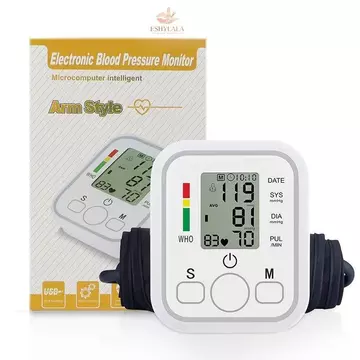 Eshylala Cánh Tay Trên Máy Đo Huyết Áp Điện Tử Ngôn Ngữ Phát Sóng Tự Động Huyết Áp Xung Đo Nhịp Tim Thiết Bị