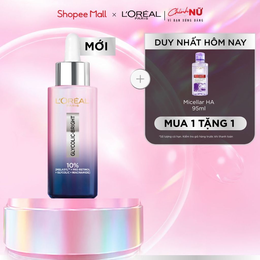 Serum đêm Glycolic-Bright Moon Serum 10% [Melasyl+Pro Retinol + Glycolic +Niacinamide] da sáng mịn và giảm thâm nám 30ML