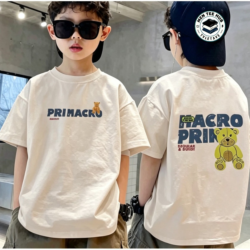 COD Bé Trai Gấu Đồ Họa Áo Thun Vải Mát 1 Thoải Mái Mặc Bộ Vải Nóng Cho Trẻ Em Mùa Hè Từ 1-12 Tuổi