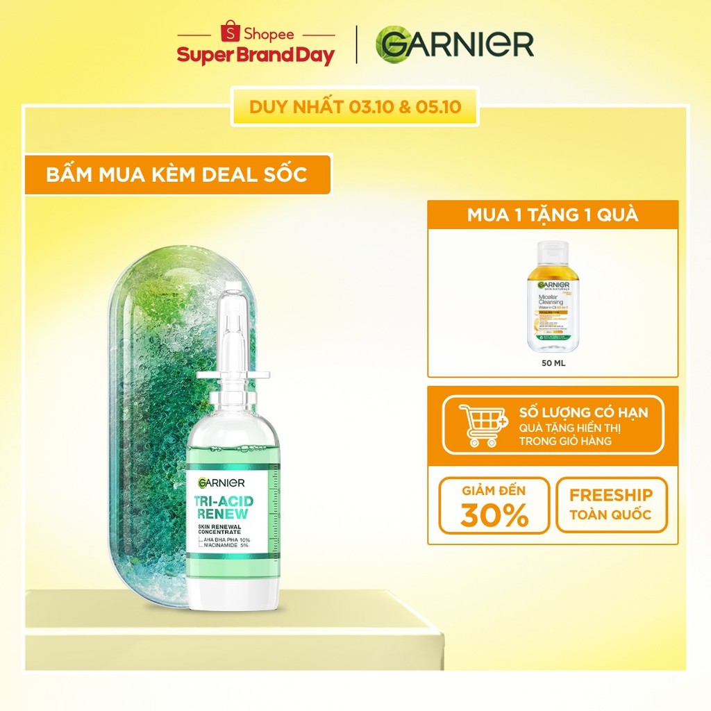 Serum Tri-Acid Garnier thế hệ mới 15% [PHA,AHA BHA ,NIACINAMIDE] giúp da trông sáng hơn láng hơn khỏe hơn - 20ml