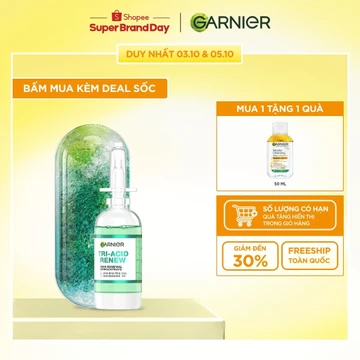Serum Tri-Acid Garnier thế hệ mới 15% [PHA,AHA BHA ,NIACINAMIDE] giúp da trông sáng hơn láng hơn khỏe hơn - 20ml
