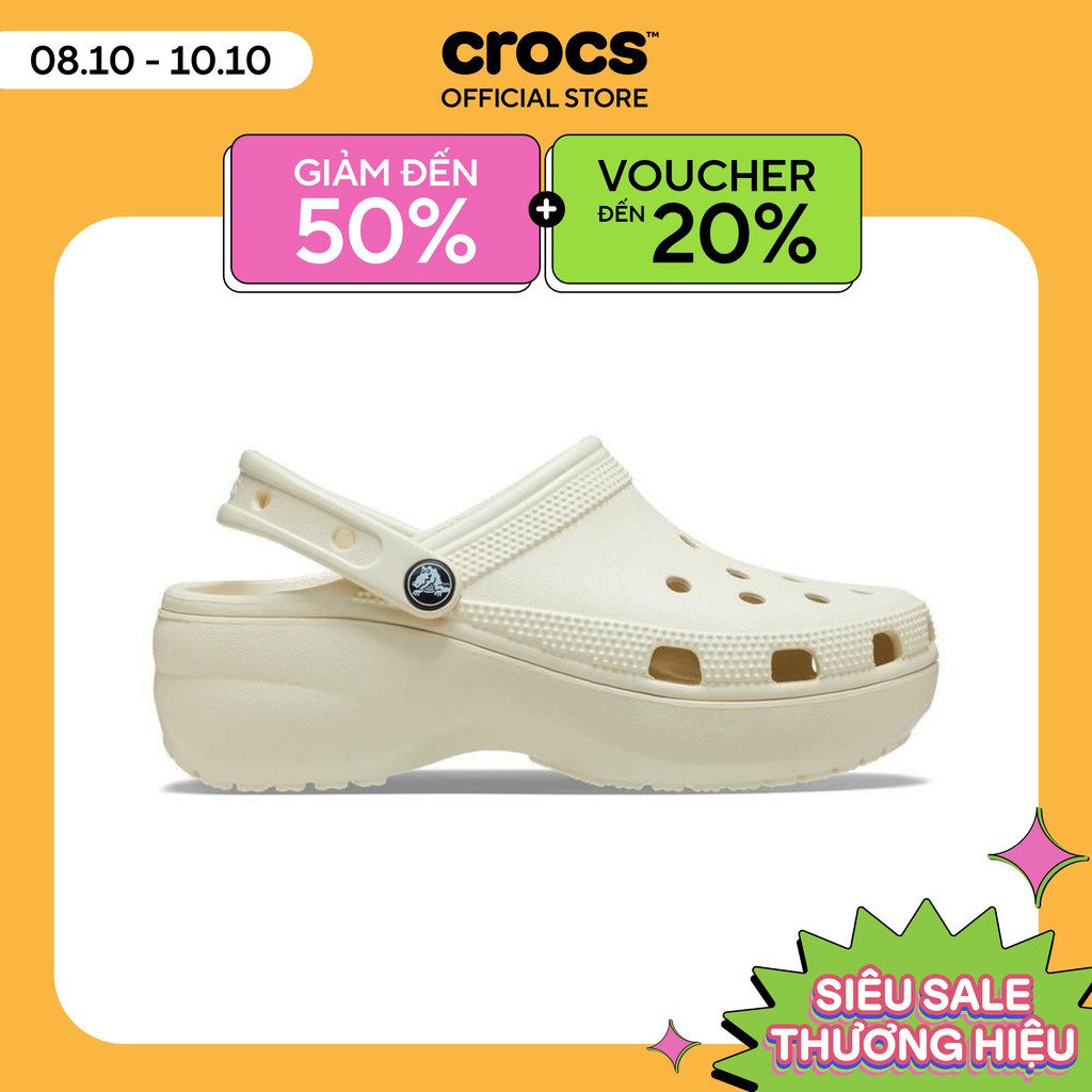 Giày Clog Nữ Crocs Platform Classic - Bone - 206750-2Y2