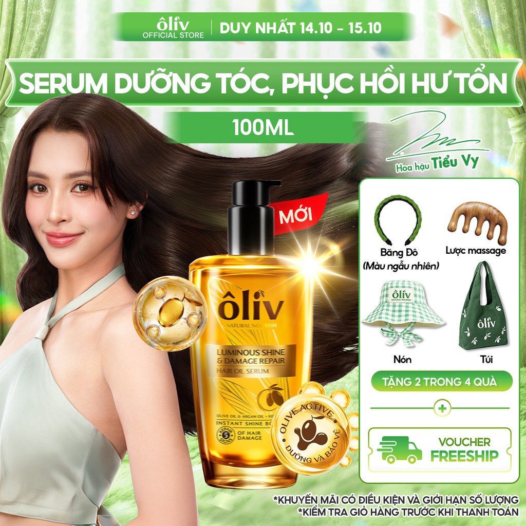 [MỚI] Serum Dầu Dưỡng Tóc Ôliv Không Bết Tóc, Bóng Mượt Tức Thì, Phục Hồi 5 Dấu Hiệu Hư Tổn 100ML