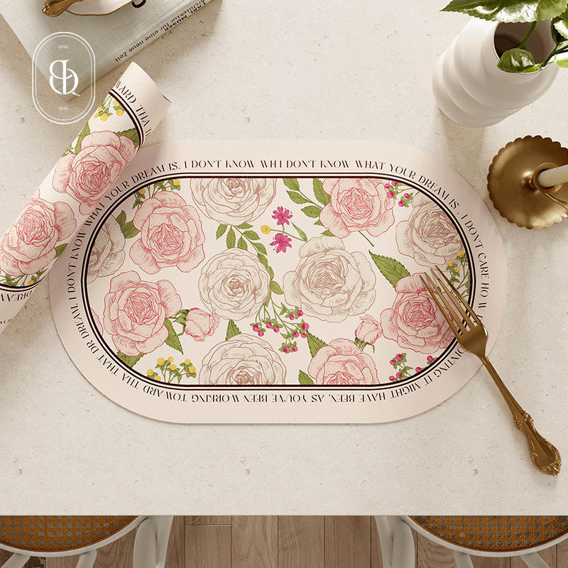 Mỹ Hình Bầu Dục Placemat Cách Nhiệt Chống Thấm Nước Dầu Dùng Một Lần Da Phương Tây Placemat Hộ Gia Đình Bộ Đồ Ăn Đĩa Ăn Thảm Bát Thảm