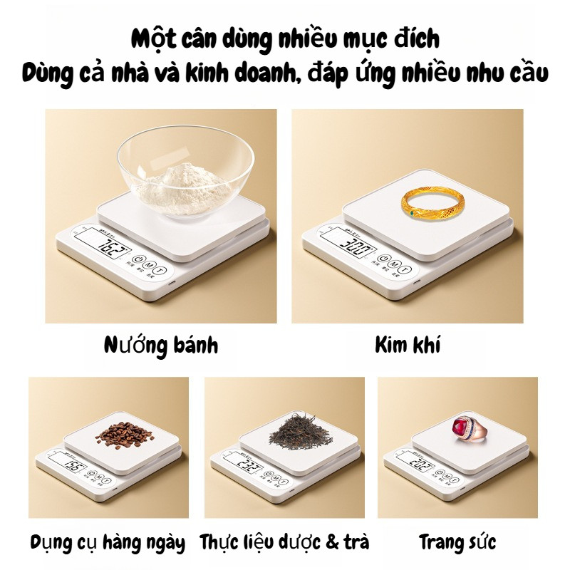 Cân điện tử nhà bếp độ chính xác cao, cân điện tử gia dụng nhỏ, nướng bánh/dược liệu/trang sức, v.v.