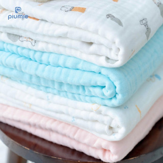 Piumie Khăn đa năng muslin nhăn Piu Cloud 6 lớp, dệt từ 100% cotton muslin cao cấp, mỏng nhẹ, thoáng khí, thấm hút tốt