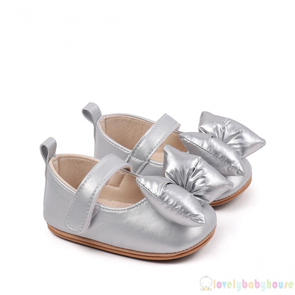 LBH-Baby Girls Mềm Da PU Nơ Chống Trơn Trượt Đáy Giày Công Chúa Walker Đầu Tiên