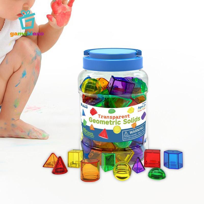 Gamchiano Khối xây dựng màu mờ, Chất rắn hình học, Hoa văn màu, Khối hình giác quan, Montessori cho trò chơi tại nhà, 60