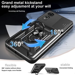 Ốp Điện Thoại Cho ZTE nubia Neo 2 Neo 3 Neo3 5G Thời Trang Kim Loại Giáp Vòng Chân Đế Đẩy Kéo Camera Chống Sốc Vỏ Bảo Vệ Vỏ Cứng