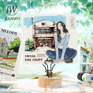JIANWU Bắc Âu Suy Nghĩ Series Vintage Thành Phố Phong Cảnh Đường Phố Chất Liệu Cắt Dán PET Sáng Tạo DIY Tạp Chí Văn Phòng Phẩm