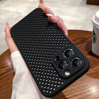 Ốp điện thoại silicon tản nhiệt thoáng khí lưới màu trơn Thích hợp cho IPhone 15 14 13 12 11 Pro Max Plus X XS Max XR 6 7 8 Plus SE2020 Vỏ chống sốc