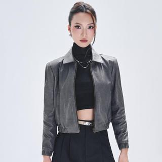 Áo da cừu nữ Collar pilot bo bằng da thật cao cấp Fttleather cá tính, trẻ trung dễ phối  AN416C