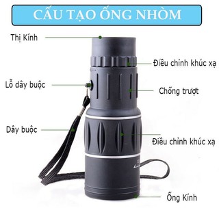 Ống nhòm một mắt 16x52 - Tầm quan sát 66m/8000m, chất lượng cao cấp tặng túi đựng