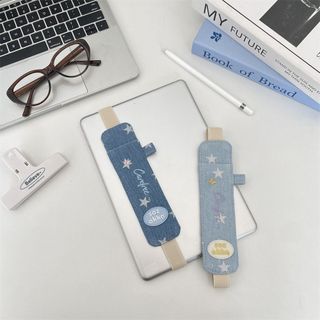 Hộp đựng bút RISEDOT, Túi đựng bút chống thất lạc dây thun, Phong cách Hàn Quốc Denim đa chức năng chống rơi Bút chì Stylus Bảo vệ cảm ứng