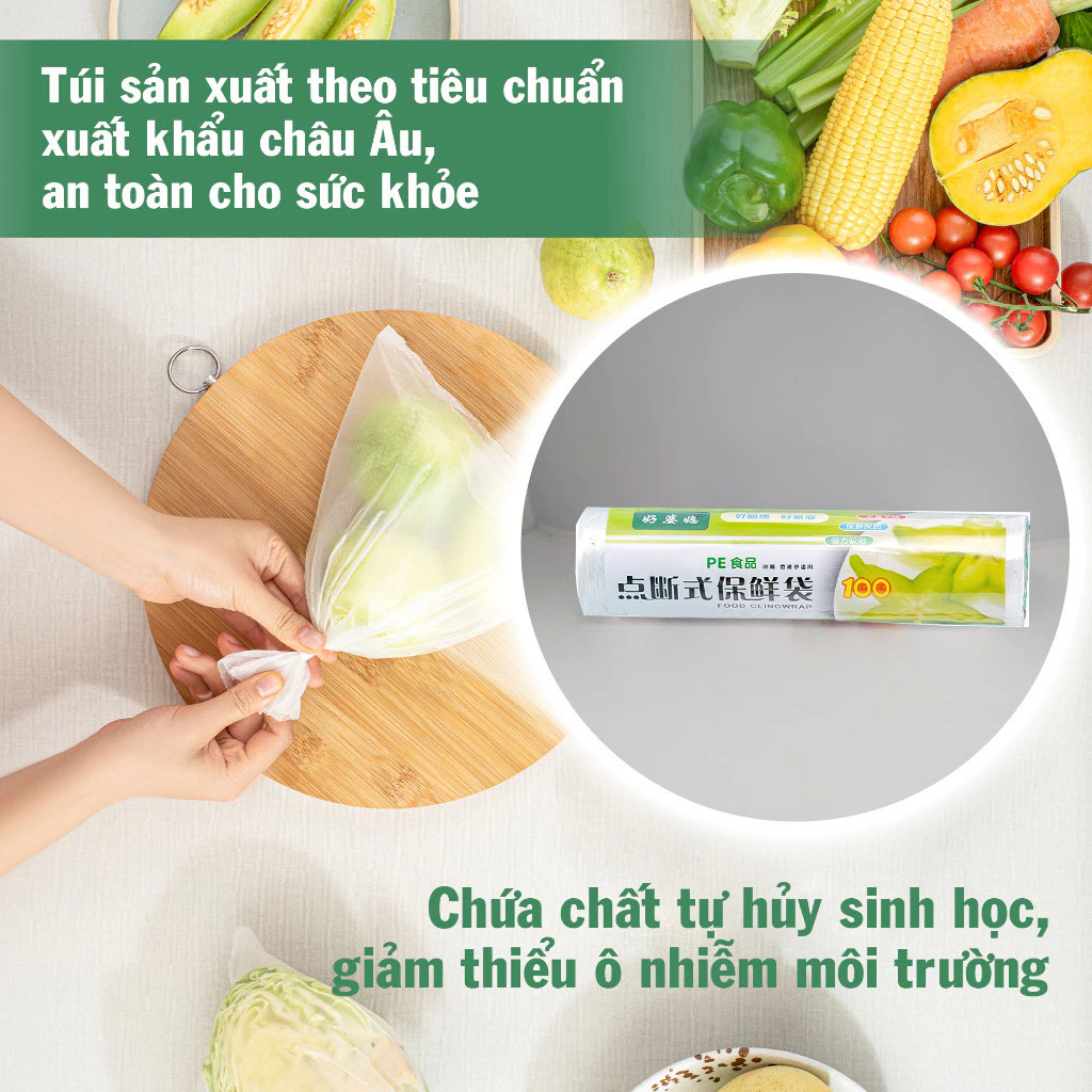 M6B Túi Đựng Thực Phẩm Sinh Học Cuộn Túi Bóng Nhiều Kích Cỡ Đựng Thức Ăn Tủ Lạnh Bảo Quản MALAN