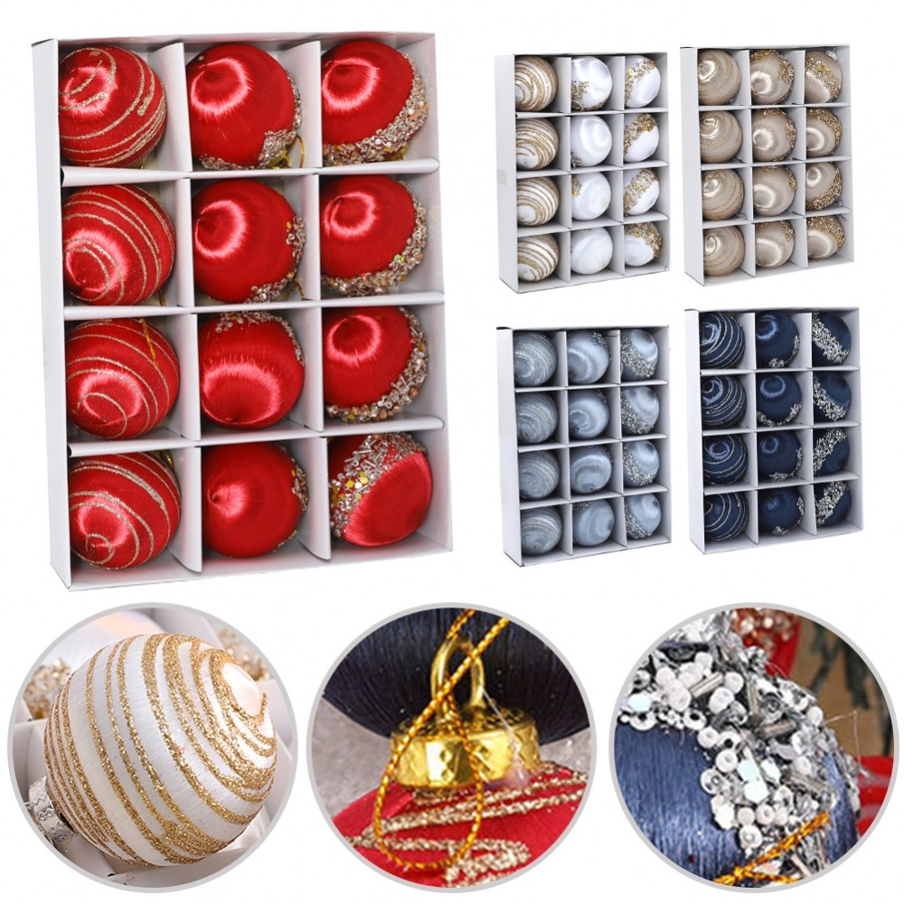 Quả bóng Giáng sinh Nhiều công dụng Gói 12 đồ trang trí dây lụa cho cây thông Noel
