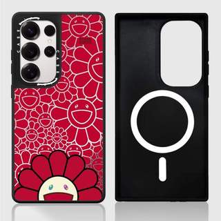 Ốp lưng CASECASE X SMILE (ĐỎ) Vỏ hút từ tính màu đen mờ cho gương Samsung Galaxy S23 S24 S25 Ultra Plus Mặt sau cứng có hộp khắc logo