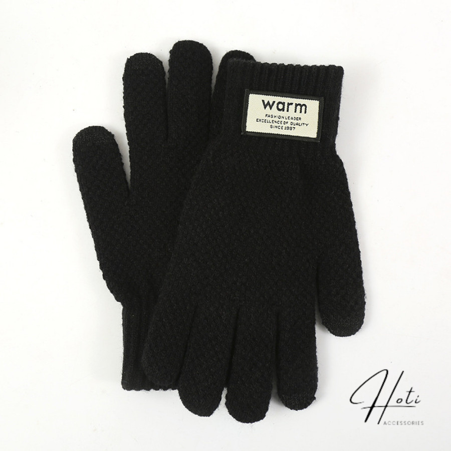 Găng Tay Len Unisex,Tag Warm Dệt Kim Siêu Dày Cảm Ứng Điện Thoại Giữ Ấm Chống Nắng Co Dãn Tốt