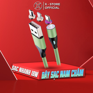 Cáp sạc hít nam châm đa năng, dây sạc dù Type C/LN/Micro, sạc nhanh, đèn LED, bảo vệ chân sạc - DSNCGR