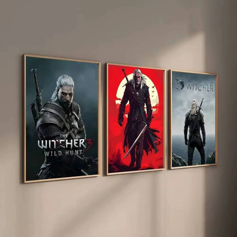 2025 The W-Witcher 3 Wild Hunt Game Poster HD nghệ thuật canvas tranh nhà phòng khách thanh trang trí