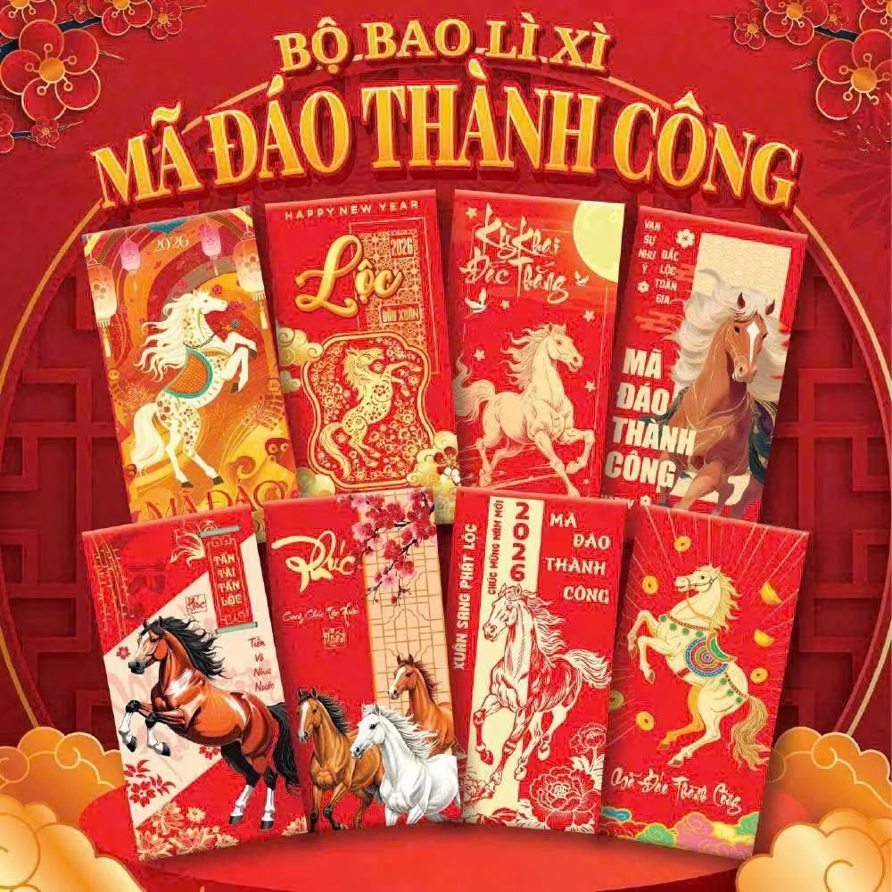 [Sỉ Tại Xưởng] Set 100 Bao Lì Xì Tết 2026 | Sản Phẩm Cao Cấp, Thiết Kế Đẹp Phù Cho Dịp Tết Bính Ngọ