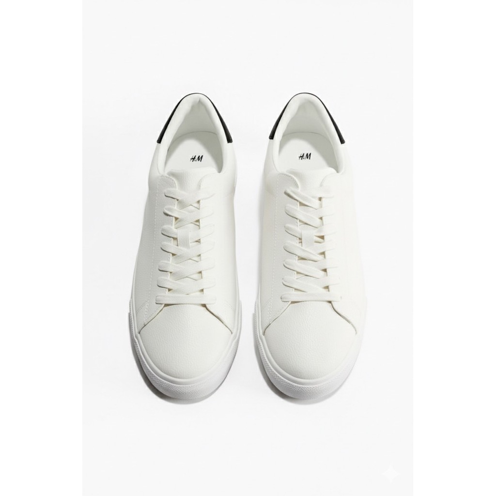 Giày thể thao thời trang H&M chính hãng đen trắng - leather white black