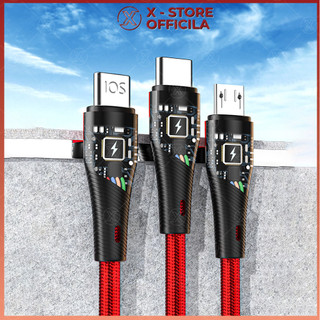 Cáp sạc đa năng 3 trong 1 tự ngắt 100W, dây sạc bọc dù Type C/LN/Micro, bảo vệ pin điện thoại - DS3D100W