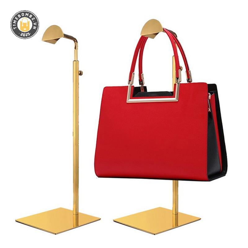 {TB & Bag} Túi vàng / bạc được đánh bóng có thể điều chỉnh Giá đựng túi xách Kệ trưng bày Túi xách Ví đựng đồ đứng.