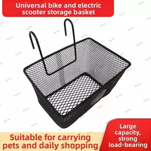 Giỏ treo sau PYCOU, Giỏ trước xe đạp lưới kim loại 25 * 17 * 15cm, Giỏ rau đen