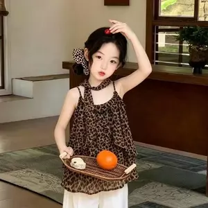 Nữ (90-140) Mùa hè Phong cách mới Phiên bản Hàn Quốc Váy in họa tiết da báo Voan Cô gái ngọt ngào Phong cách kỳ nghỉ
