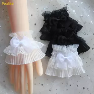 Pealike Lưới Ren Sừng Còng Có Thể Tháo Rời Steampunk Ren Tay Giả Gothic Cổ Tay Áo Len Trang Trí Áo Sơ Mi Giả Sl