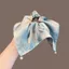 Dây buộc tóc khăn Satin màu xanh thanh lịch với giọt ngọc trai, nơ phong cách Van Gogh nghệ thuật dành cho nữ