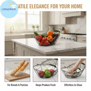 Pufangbliss Giỏ Trứng Dây Kim Loại Giỏ Đựng Trái Cây Di Động Bánh Mì Trứng Tổ Chức Giá Đỡ Cho Nhà Bếp Nhà Dã Ngoại Sáng Tạo Giỏ Trái Cây VN