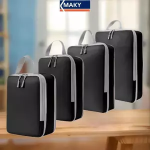MAKY 8 Chiếc Cubepressed Túi Bảo Quản Du Lịch Hộp Du Lịch Thoáng Khí Và Có Thể Gập Lại Por VN