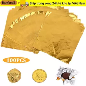 Giấy gói kẹo lá BAMBOOB, Giấy nhôm vuông vàng, Tờ giấy bạc Đồ dùng dự tiệc cưới